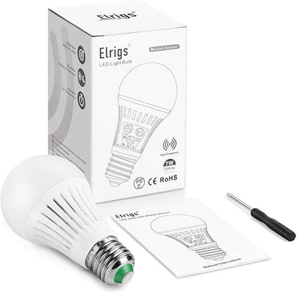Motion Sensor Light Bulb with Dusk to Dawn, E26 Base, 7W LED(60W Equivalent), Cool White(6000K), Motion Sensitivity, Time and Twilight Setting Adjustable
