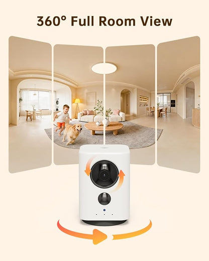 ELYSOO Wireless Indoor Camera: Battery Powered Pet/Dog Camera with Phone App, 360° Pan/Tilt, Smart Detection, No Wiring Needed, 2K Live Video, Night Vision, Portable Security Camera for Home/Pet/Baby