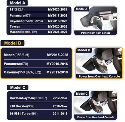 Fitcamx Front 4K+ Rear 1080P Dash Cam Adpats for Porsche Macan 95B Panamera 970 Cayenne 958 92A E2 (Model B), OEM Factory Look, Dual HD Video, WiFi & APP, Loop Recording, G-Sensor, 128GB Card