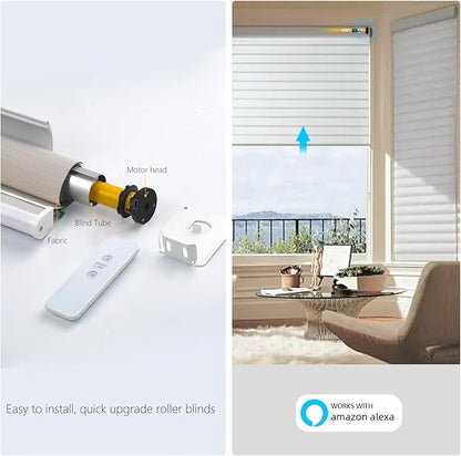Smart Blinds Motor: AM25 Zigbee Roller Shade Motor with Rechargeable Battery for 1.5" (38mm) Roller Blinds Tube, Directly Connects to Amazon Echo, No Hub Required – Upgraded Motorized Blind