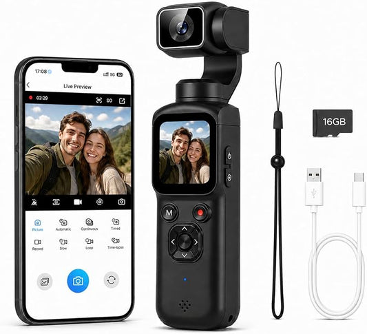 4K Pocket Gimbal Camera with Autofocus and Face Tracking