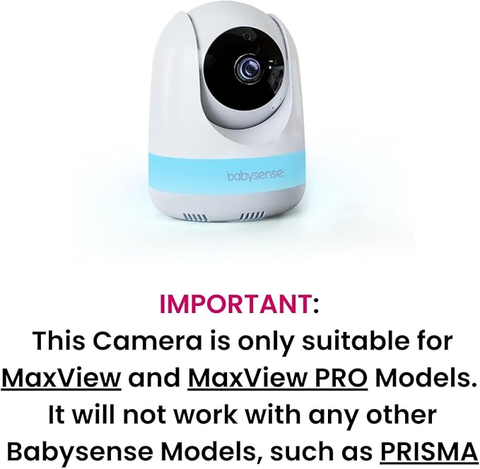 Babysense Add On Camera Video Baby Monitor MaxView, Remote Pan Tilt Zoom, Two-Way Talk-Back Audio, Long Range, Night Vision, RGB Night Light, Lullabies, Temperature Monitoring