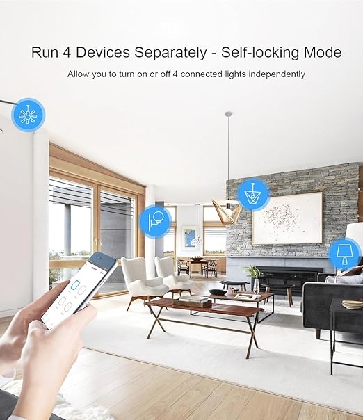 SONOFF 4CH R3 Smart Switch,4 independently Channel WiFi Remote Time Switch, LAN Control, Inching/Self -Locking Mode, Compatible with Alexa,& Google Home Assistant