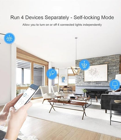 SONOFF 4CH R3 Smart Switch,4 independently Channel WiFi Remote Time Switch, LAN Control, Inching/Self -Locking Mode, Compatible with Alexa,& Google Home Assistant