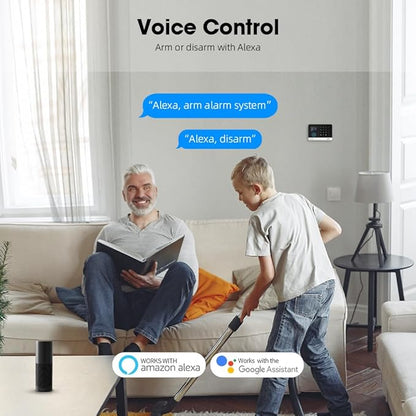 PGST Wireless Home Security System, 17-Piece Kit, Outdoor Camera, Phone APP Alert, Door Sensor, Siren, Remote, Motion Detector, Compatible with Alexa (103-D-T53)