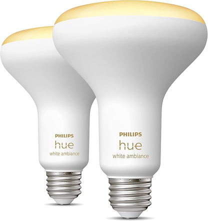 Philips Hue White Ambiance LED Smart Lighting Bundle with BR30 Bulbs (2 Pack) and A19 Bulbs (2 Pack)