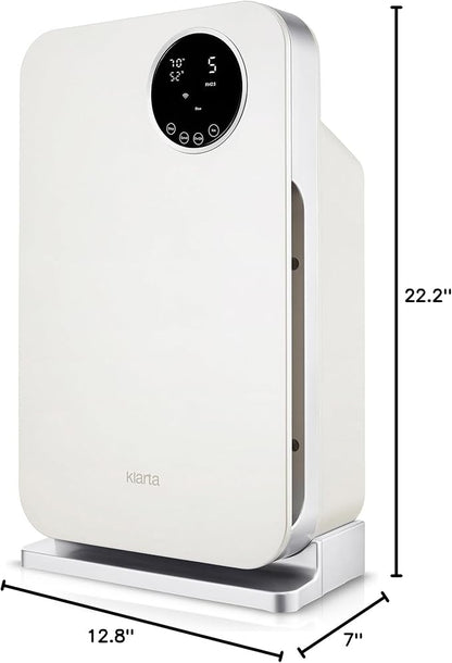 Air Purifier for Home - Smart WiFi App - Ultra Quiet 20 dB - Removes Allergens, Smoke & Odors - 99.97% Particle Filtration - Up to 1237 ft² - Klarta Forste White