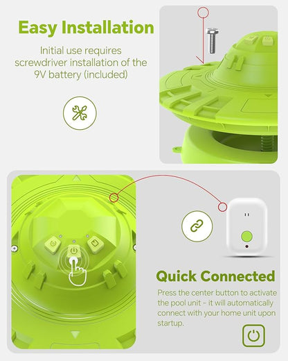 Pool Alarm, Floating Pool Safety Alarms for Inground & Above Ground Pools – Loud 110dB Alert, Adjustable Sensitivity, Protection for Kids & Pets (Green)