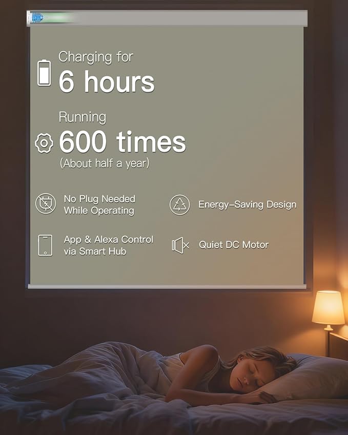 Tokblind Motorized Roller Shade with Remote Control, Blackout Electric Shade for Windows Compatible with Alexa Google via Hub, Rechargeable Smart Window Blind for Home Office (Vinyl Beige)