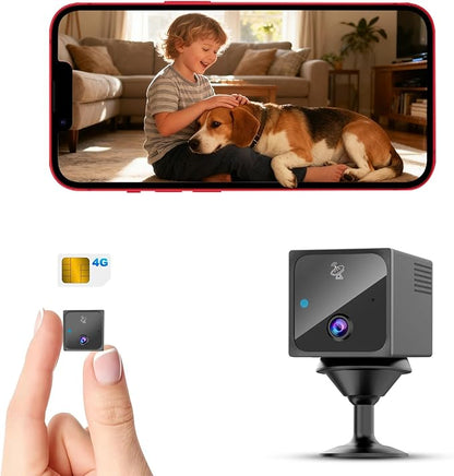 4G LTE Cellular Camera Wireless No WiFi Security Hidden Camera with 4G SIM Card, 20 Days Standby Battery, 4K HD Night Vision Car/Truck Spy Camera, Radar AI Motion Detection