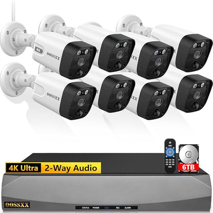 (2026 Update) 4K PoE Security Camera System w/PIR & AI Human Detection, 8CH NVR w/ 3TB HDD, 8 Cameras, 130° Ultra Wide Angle, 90-Day Recording, 2-Way Audio, Remote Control, No Monthly Fee
