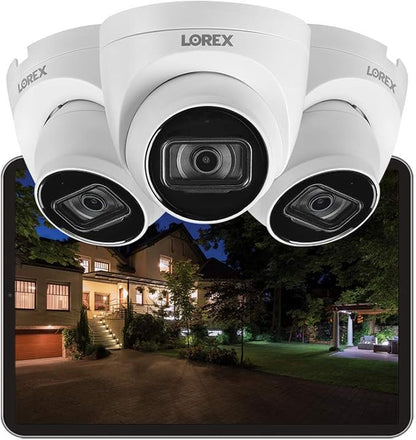 Lorex Fusion 4K Security Camera System with 2TB NVR - 8 Channel PoE Wired Home Security System with 4 IP Metal Dome Cameras - Color Night Vision, Long-Range IR, Listen-in Audio, Weatherproof