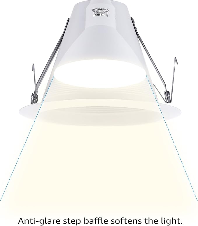 TORCHSTAR 6 Inch Recessed Can Light Trim, Air Tight Baffle Trim, IC-Rated Anti-Glare for 6 Inch Can, Self-Flanged Recessed Light Trim, White, Pack of 6