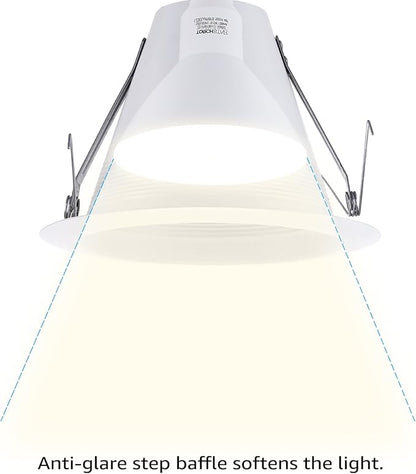 TORCHSTAR 6 Inch Recessed Can Light Trim, Air Tight Baffle Trim, IC-Rated Anti-Glare for 6 Inch Can, Self-Flanged Recessed Light Trim, White, Pack of 6
