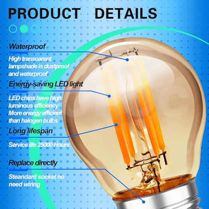 SOFOC G45G LED Bulb 3V DC E27 Base Outdoor Barn Light Warm Yellow 2200K Classic 4W Low Voltage Light 360LM High Color Rendering Vintage Edison Style Bulb No Dimmable 1Pcs