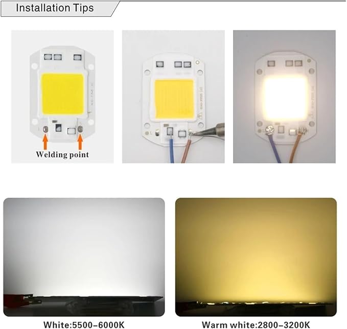 1pcs LED COB Chip 30W 50W 70W 100W 120W 150W AC 220V 110V LED Lamp IP65 Smart IC for LED Flood Light Cold White Warm White Spotlight(70W,110V_Cold White)
