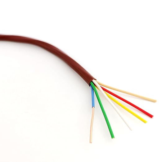 Thermostat Wire 18/6 18 Gauge 6 Conductor ETL 18-6 25 Feet Brown (18-6 Brown, 25Feet（7.5 Meter）)