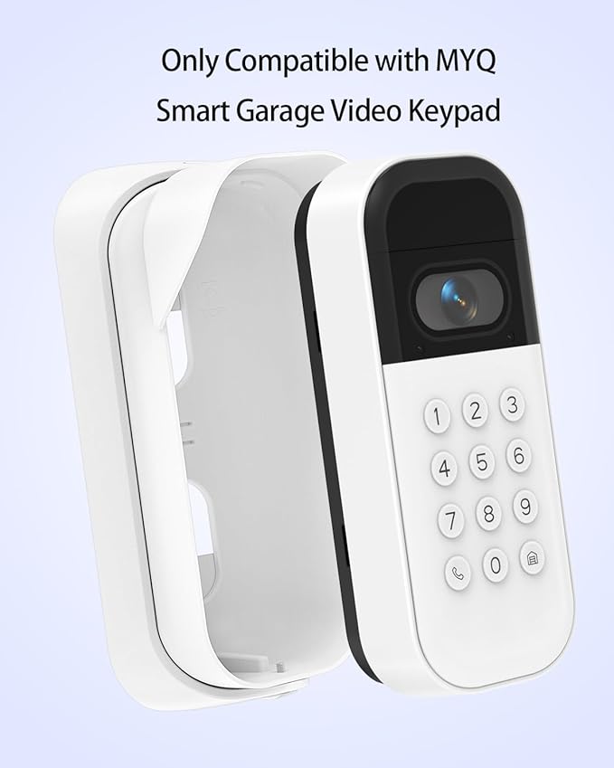 Weatherproof Swivel Mount for myQ Smart Garage Video Keypad, Left/Right Adjustable Angle Mounting Bracket, Easy to Install Wall Mount, White (Video Keypad Not Included)