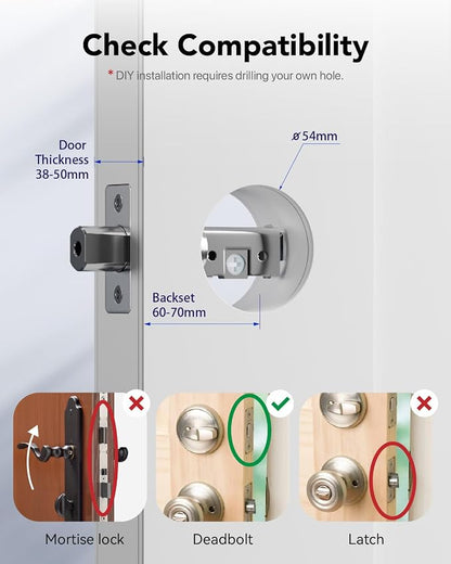 Smart Lock Fingerprint Door Lock, Smart Door Lock for Home Security,Electronic Deadbolt 4-in-1 Keyless Entry with Keypad, IC Card, App Control, Front Door Lock, Fingerprint Lock (Cloud Brushed Nickel)