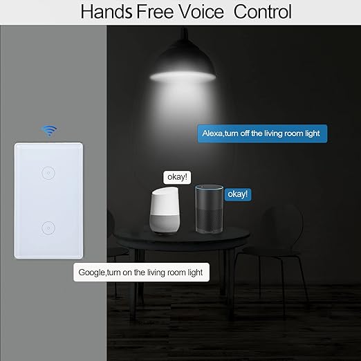 Dimmer Switches for Smart Light Touch Swith 2.4GHz Zigbee 2 Way White Tuya Easy to Install, Us Standard Electrical Light Switch (White 2 Way)