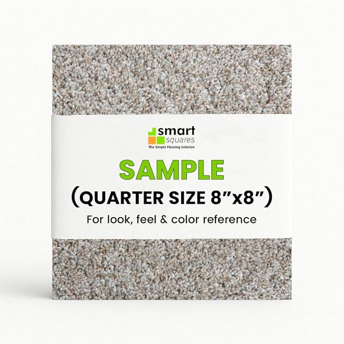 Smart Squares Easy Street Premium Made in The USA Carpet Tiles 18x18 Inch, Soft Padded, Seamless Appearance, Peel and Stick for Easy DIY Installation (815 Iron Frost, Sample (8” x 8”))