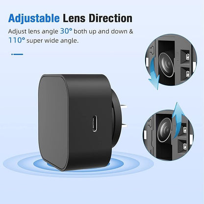 LIZVIE Phone Charger Camera - USB-C Port WiFi Smart Charger Camera - Motion Detection/170° Wide-Angle/SD Storage for Indoor Home/Office/Pets Safe.