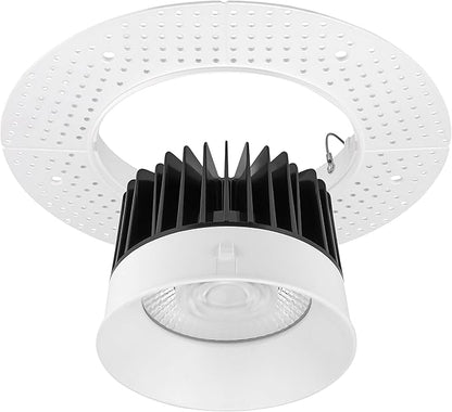 Maxxima 6 in. Trimless Ultra-Thin Recessed Anti-Glare LED Downlight Canless IC Rated 2000 Lumens 5 Color Temperature Selectable 2700K/3000K/3500K/4000K/5000K Dimmable 90 CRI 5 CCT Slim J-Box Included