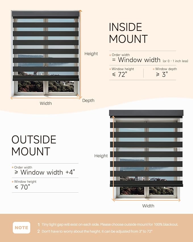 Smart Zebra Blinds for Windows, Alexa Motorized Blinds with Remote Control, Automatic Electric Power Zebra Shades for Indoor Windows (27" W x 72" H, Black)