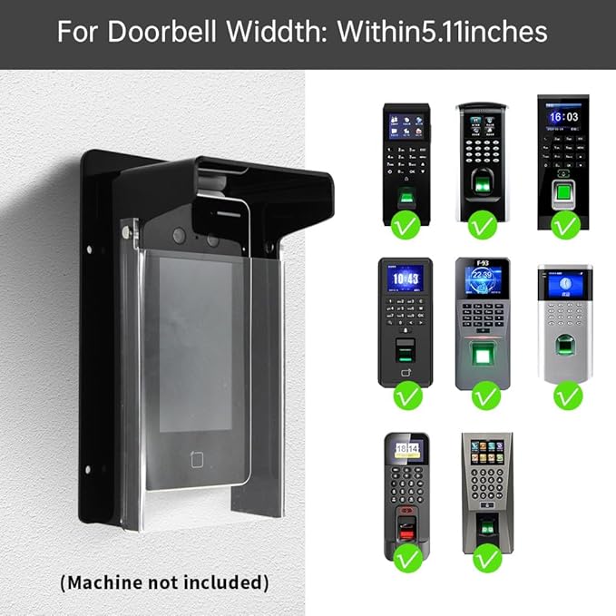Doorbell Rain Cover, Gate Outdoor Keypad Cover, Universal Flip-Open Rain Shield for Doorbell & Lock Keypad/Attendance Machine, Weatherproof Protective Cover (L - Flip lid)