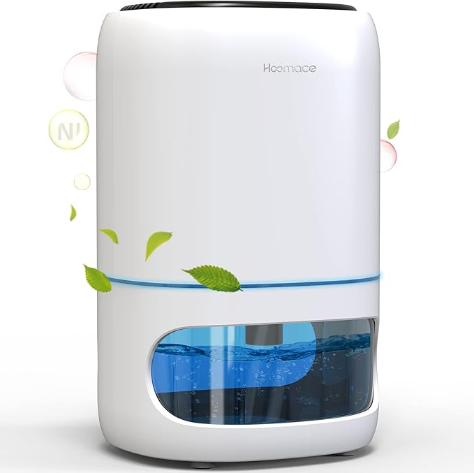 Small Dehumidifiers for Bedroom w/Air Purifying Function, 1000 ml/35 oz for 2500 Cubic Feet (260 sq ft) with 7 Colorful LED Lights Timer Set Negative Ions Below 30 dB, Auto Shut-Down