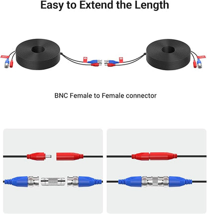 Anlapus 4 Pack 100ft/30m All-in-One Video Power Cable, BNC Extension Surveillance Camera Cables for CCTV Security Camera DVR System, with BNC/RCA Connectors & 100pcs Cable Clips