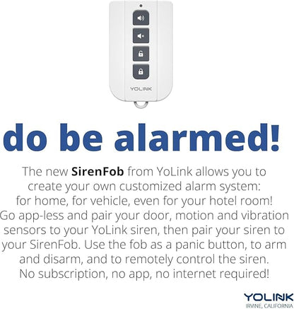 Outdoor Alarm Controller 2 and SirenFob Kit, Battery-Powered Siren/Alarm/Relay Controller, 12VDC Out, Up to 1/4 Mile Open-Air Range, 110dB Siren Included, YoLink Hub Included