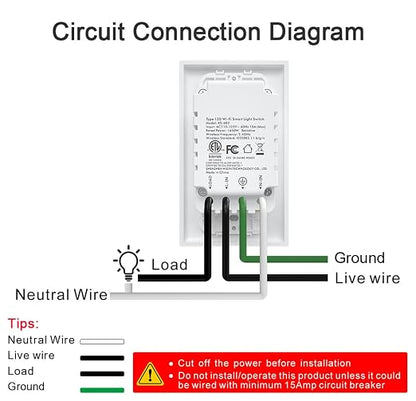Smart Light Switch WiFi Switch Touch Wall Switch 3 Gang