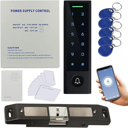 WiFi Remote Manage IP66 Watreproof Access Control Keypad Electric Strike Push Rod Lock for Panic Bar Smart Phone App Remote ADD/Delete User