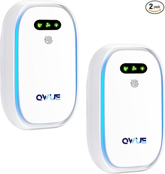 Air Ionizers with Warm Night Light (2 Pack), Plug in Negative Ion Air Purifier, Quiet Air Freshener for Odors, Smoke, Dust, Portable Air Purifiers for Home, Office, Bedroom, Bathroom, Mini Air Cleaner