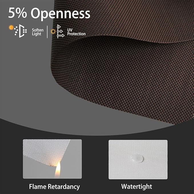 Motorized Solar Shades, Light Filtering Smart Blinds for Windows Automatic Blinds Compatible with Alexa, Falme Resistant Roller Shades Customized for Office Living Room (5% Openness Coffee)