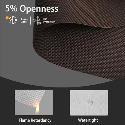 Motorized Solar Shades, Light Filtering Smart Blinds for Windows Automatic Blinds Compatible with Alexa, Falme Resistant Roller Shades Customized for Office Living Room (5% Openness Coffee)