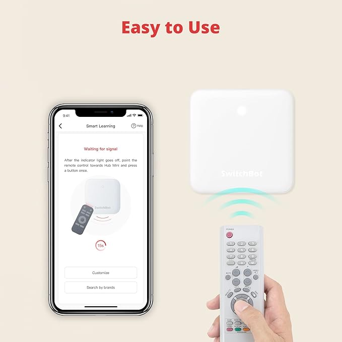 SwitchBot Hub Mini Smart Remote - IR Universal Remote, WiFi IR Blaster for TV, Air Conditioner, Compatible with Alexa, Google Home, Link SwitchBot to Wi-Fi (Support 2.4GHz)