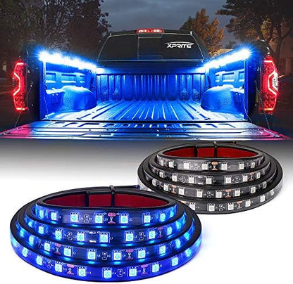 Xprite 2PCS 60" Blue LED Truck Bed Lights Strip Kit with On/Off Switch
