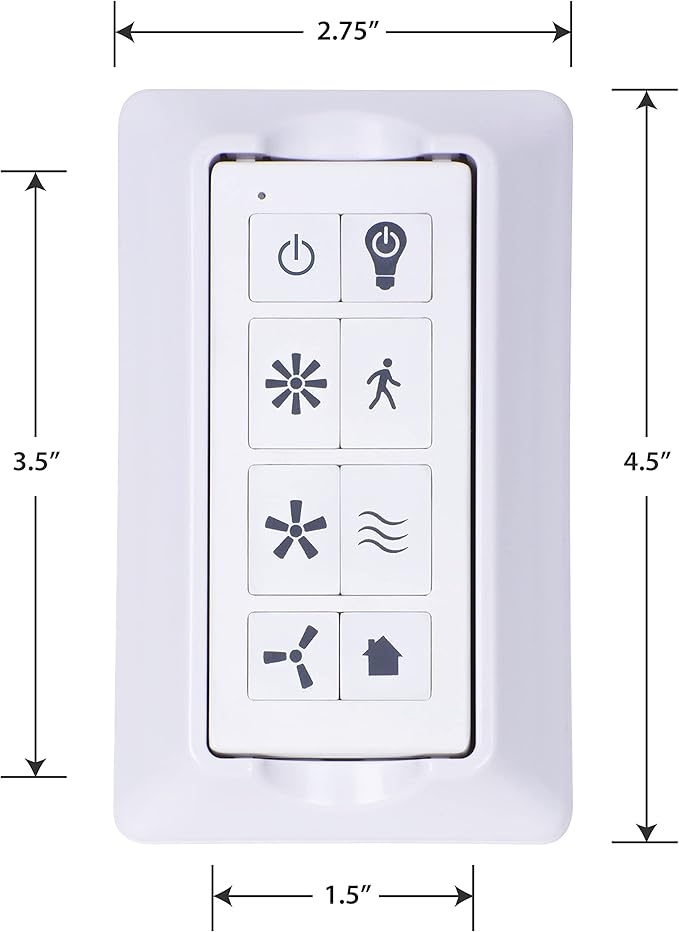 Prominence Home 51658-01 Universal SMART Ceiling Fan Remote, Wi-Fi Enabled with Wall Mount, White