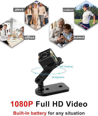 Spy Camera, No WiFi Security Camera with 32GB TF Card, 1080P FHD Mini Cameras with 360° Rotation Bracket, Small Cameras for Home/Indoor/Outdoor Security(Black)
