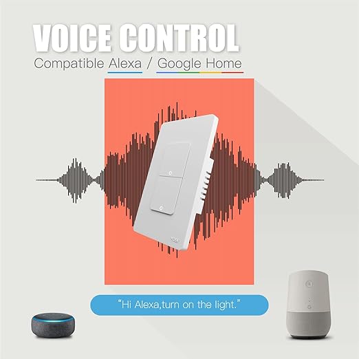 MOES Smart Double Light Switches, 2nd Generation Wi-Fi 2 Gang Single Pole Switch, Netural Wire Required, Inteligente Switch Combo Compatible with Alexa Google Assistant, Remote Control