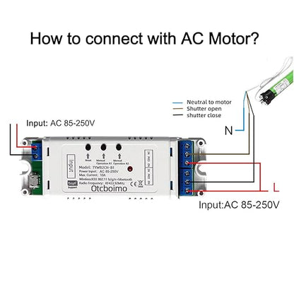 WiFi Smart AC Motor Switch, Remote Control for Single-Phase Motor Forward & Reverse, Dry Contact Passive Output Switch Compatible with Alexa and Google Home