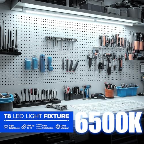Barrina T8 LED Shop Lights 2FT, 20W 3000LM 6500K, 2 Pack High Output Tube