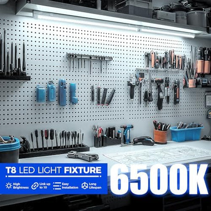 Barrina T8 LED Shop Lights 2FT, 20W 3000LM 6500K, 4 Pack High Output Tube