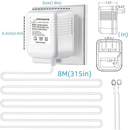 Video doorbell Special Power Transformer, 18V500MA Ring doorbell Power Adapter, Compatible with Ring, Nest, Eufy, Wyze, Arlo Wireless Video doorbell (with 315in Cable White)