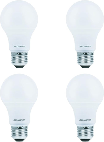 Sylvania Ultra LED Light Bulb, 60W Equivalent A19, Efficient 9W, Medium Base, Dimmable, Frosted Finish, 800 Lumens, Bright White - 4 Pack (78038)