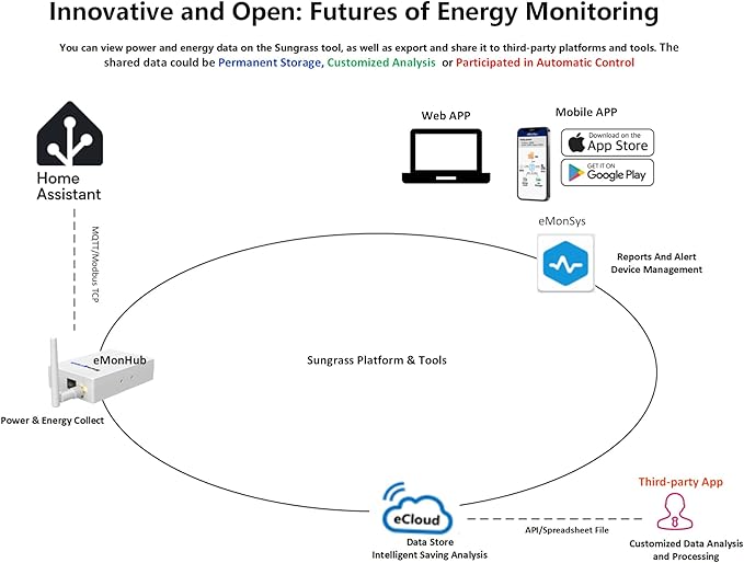 Home Energy Monitor Lite-Real Time Electricity Usage Monitor,Power Consumption Meter, Energy Consumption Monitor, Home Assistant,Power Monitor,Circuit Monitor