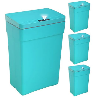 BestOffice 13 Gallon Trash Can Automatic Kitchen Trash Can Touch Free High-Capacity Garbage Can with Lid for Bedroom Bathroom Home Office 50 Liter (Black, 1) (4, Blue)