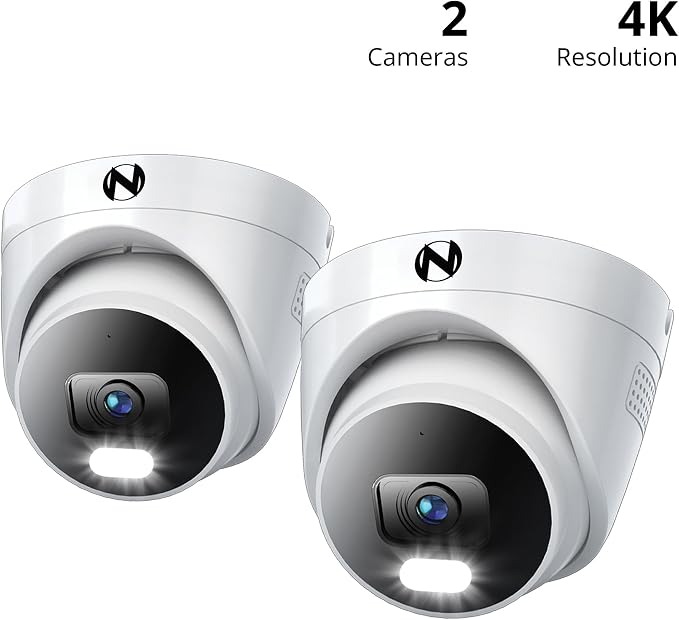 Night Owl Add On Wired IP 4K HD Indoor/Outdoor Deterrence Dome Cameras with 2-Way Audio (2 Pack)